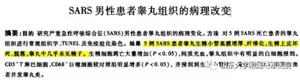 SARS对男性生育能力的影响